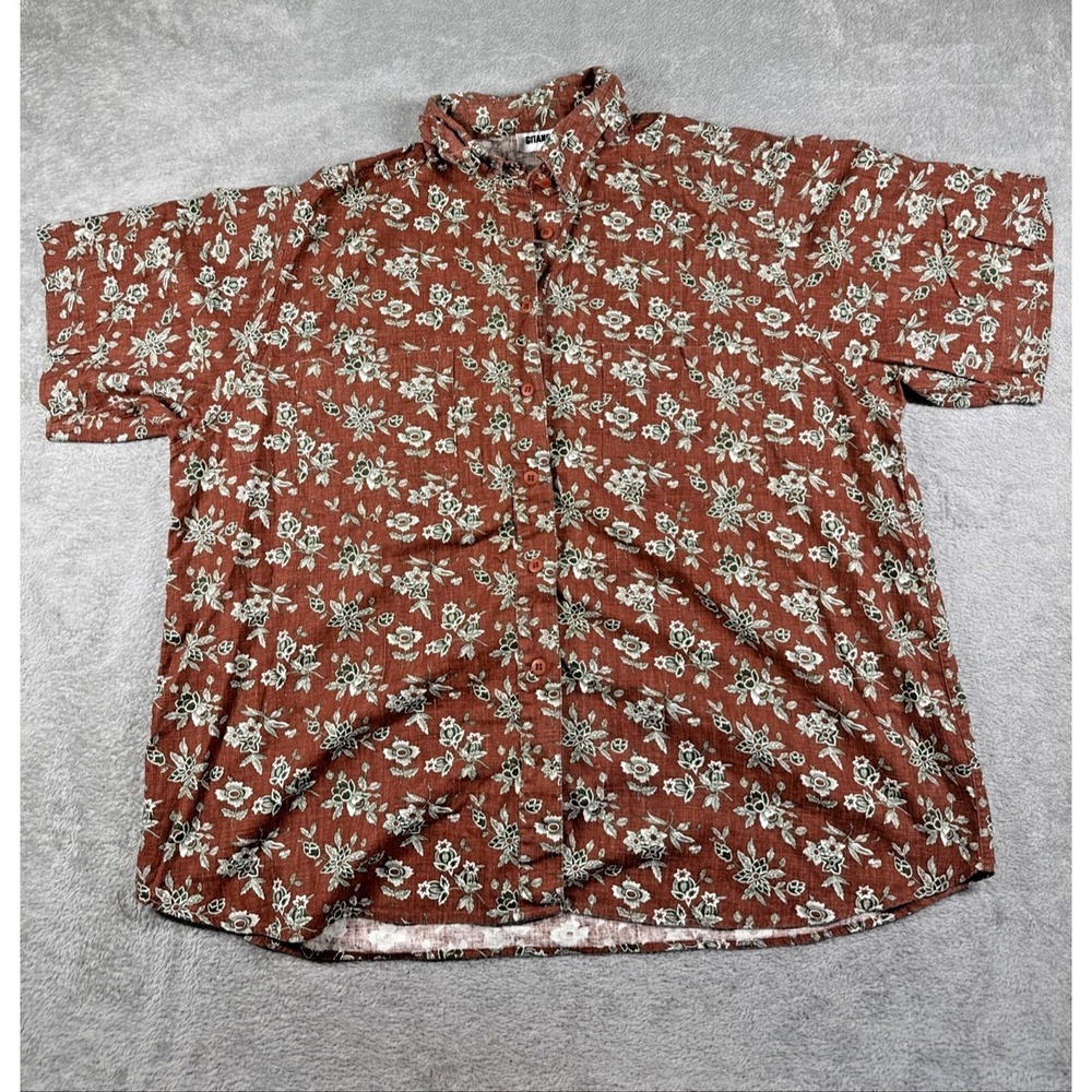 Vintage Gitano Men's Short Sleeve Button-Down Paisley‎ Shirt Brown Size 20W